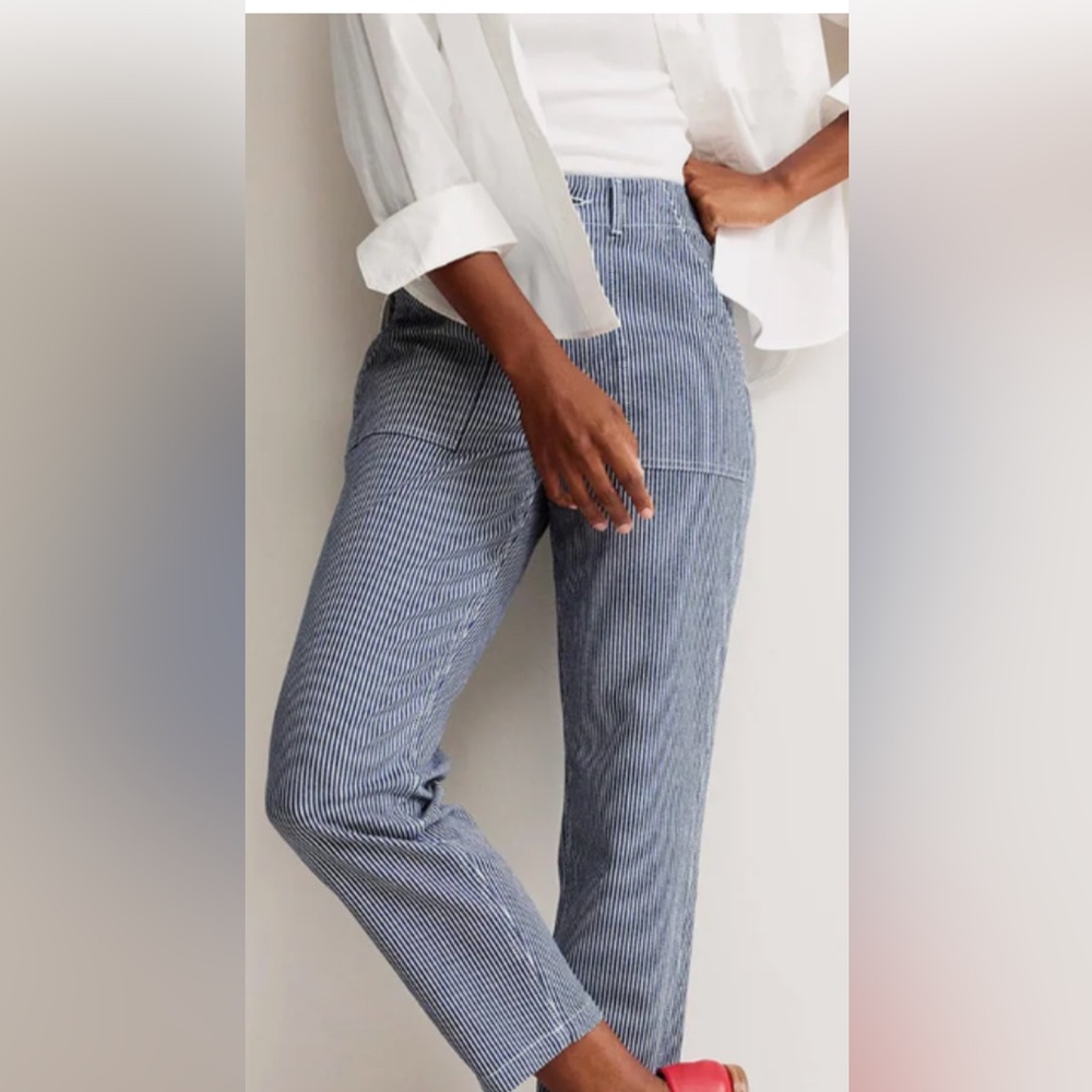 New women’s Boden Kensington white stripe utility casual pants jeans. Size 6 - Picture 11 of 15